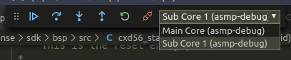 vscode debug select target toolbar